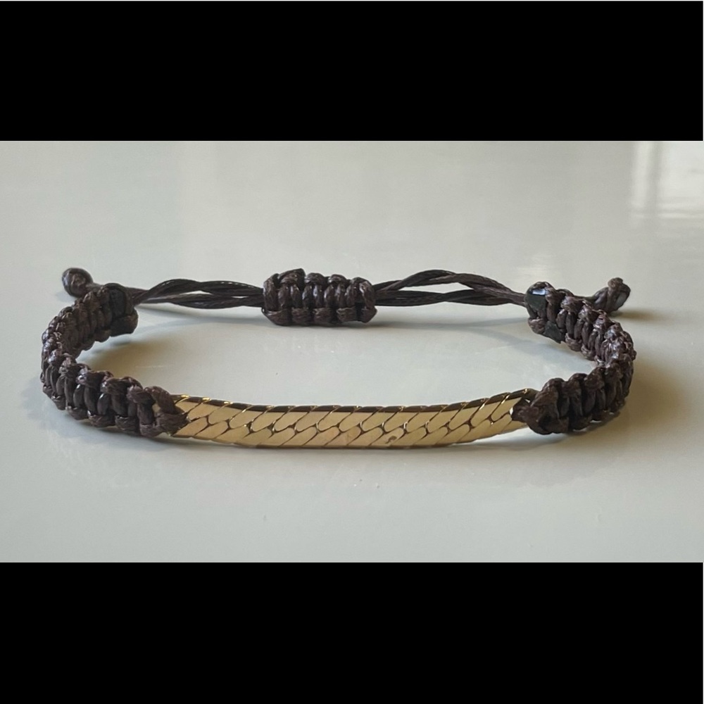 New Gold Chain by the Inch with  Brown Braided Cord  for Men